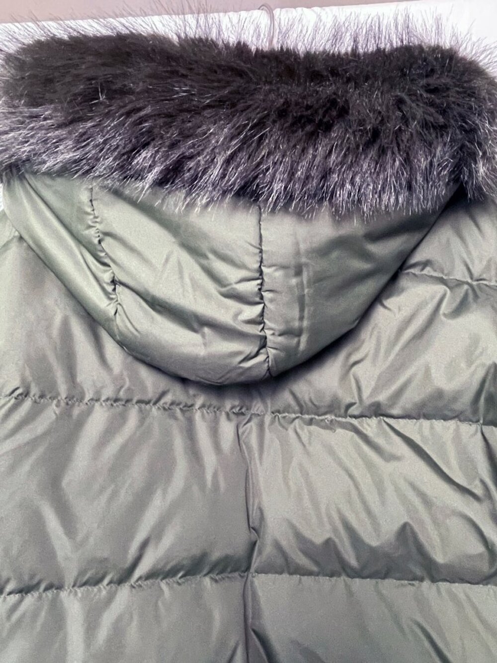 Ralph Lauren Olive Green Down Puffer Jacket Hooded Faux Fur XXL - Picture 5 of 6